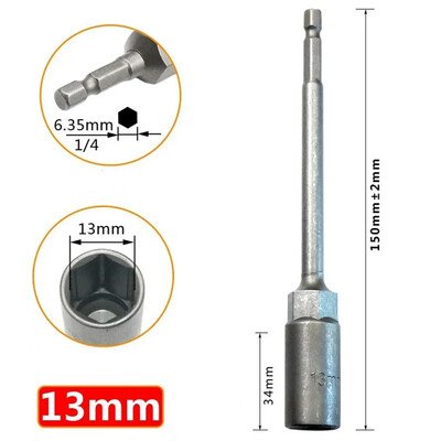1 ks objímka 150 mm šesťhranný kľúč na vrtáky s adaptérom 5,5-19 mm pre elektrický kľúč, predlžovacia objímka, manuálne náradie na opravu auta
