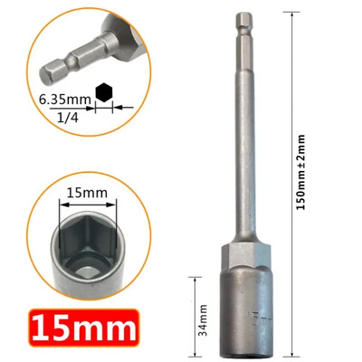 1 ks objímka 150 mm šesťhranný kľúč na vrtáky s adaptérom 5,5-19 mm pre elektrický kľúč, predlžovacia objímka, manuálne náradie na opravu auta