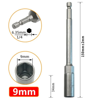1 ks objímka 150 mm šesťhranný kľúč na vrtáky s adaptérom 5,5-19 mm pre elektrický kľúč, predlžovacia objímka, manuálne náradie na opravu auta