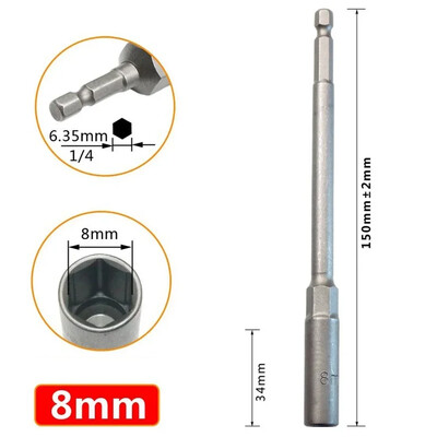 1 ks objímka 150 mm šesťhranný kľúč na vrtáky s adaptérom 5,5-19 mm pre elektrický kľúč, predlžovacia objímka, manuálne náradie na opravu auta