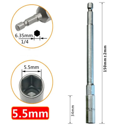 1 ks objímka 150 mm šesťhranný kľúč na vrtáky s adaptérom 5,5-19 mm pre elektrický kľúč, predlžovacia objímka, manuálne náradie na opravu auta