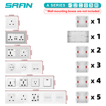 SRAN Εξωτερικό κουτί τοποθέτησης 172mm*86mm*33mm για διπλούς διακόπτες ή πρίζες τύπου 86 Εφαρμογή για οποιαδήποτε θέση επιφάνειας τοίχου