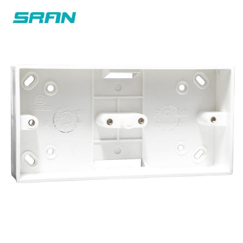 SRAN išorinė montavimo dėžutė 172 mm * 86 mm * 33 mm, skirta 86 tipo dvigubiems jungikliams arba lizdams, tinka bet kokiai sienos paviršiaus padėčiai