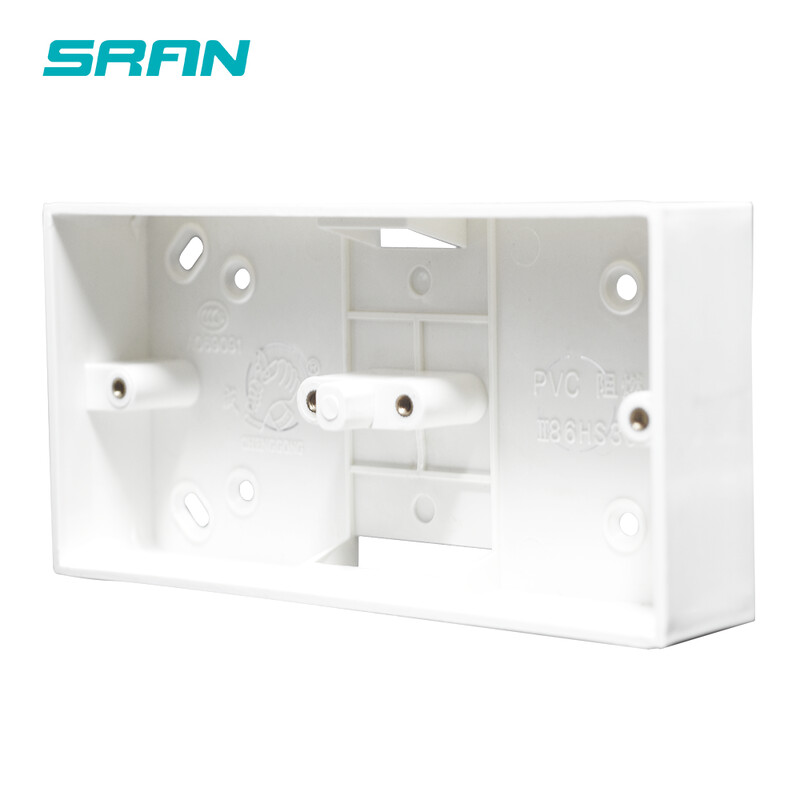 SRAN išorinė montavimo dėžutė 172 mm * 86 mm * 33 mm, skirta 86 tipo dvigubiems jungikliams arba lizdams, tinka bet kokiai sienos paviršiaus padėčiai