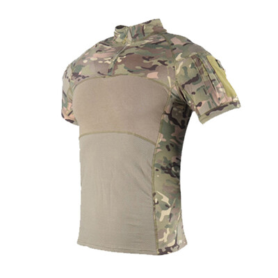 Στρατιωτικό Tactical κοντομάνικο μπλουζάκι καμουφλάζ Ανδρικό μαύρο Camo Πουκάμισα κυνηγιού πεζοπορίας Army Airsoft Paintball ένδυση μάχης