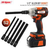 Sady predĺžených objímok Hi-Spec 200 mm, 1/9 ks, adaptér s šesťhrannou hlavou a 1/2" CR-MO šesťhrannými skrutkovacími bity H4-H19 s magnetom