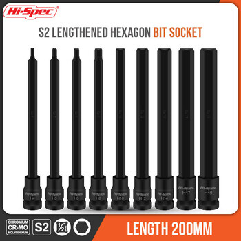 Hi-Spec 200MM Extended Socket Sets 1/9pc Hexagon Socket Length Adapter 1/2\