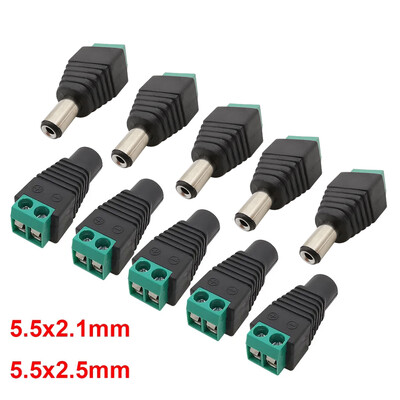 5/10Pcs 5,5 x 2,1mm 5,5 x 2,5mm DC Power Male Female Plug Connector Adapter for 3528 5050 LED Strip Light Camera