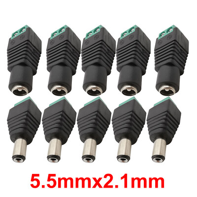 5/10 ks 5,5 x 2,1 mm 5,5 x 2,5 mm DC napájací konektor samec/samica jack adaptér pre 3528 5050 LED pásik svetla kamera
