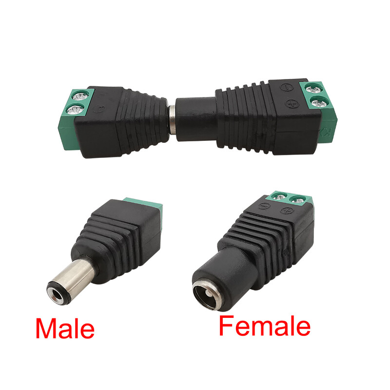 5/10 ks 5,5 x 2,1 mm 5,5 x 2,5 mm DC napájací konektor samec/samica jack adaptér pre 3528 5050 LED pásik svetla kamera