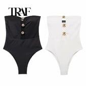 TRAF Letné dámske jednodielne ležérne módne bez rukávov s jedným výstrihom, zavinovacie plavky, sexy elegantný štíhly korzetový štýl, body