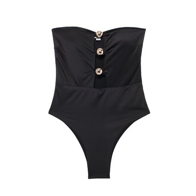 TRAF Letné dámske jednodielne ležérne módne bez rukávov s jedným výstrihom, zavinovacie plavky, sexy elegantný štíhly korzetový štýl, body