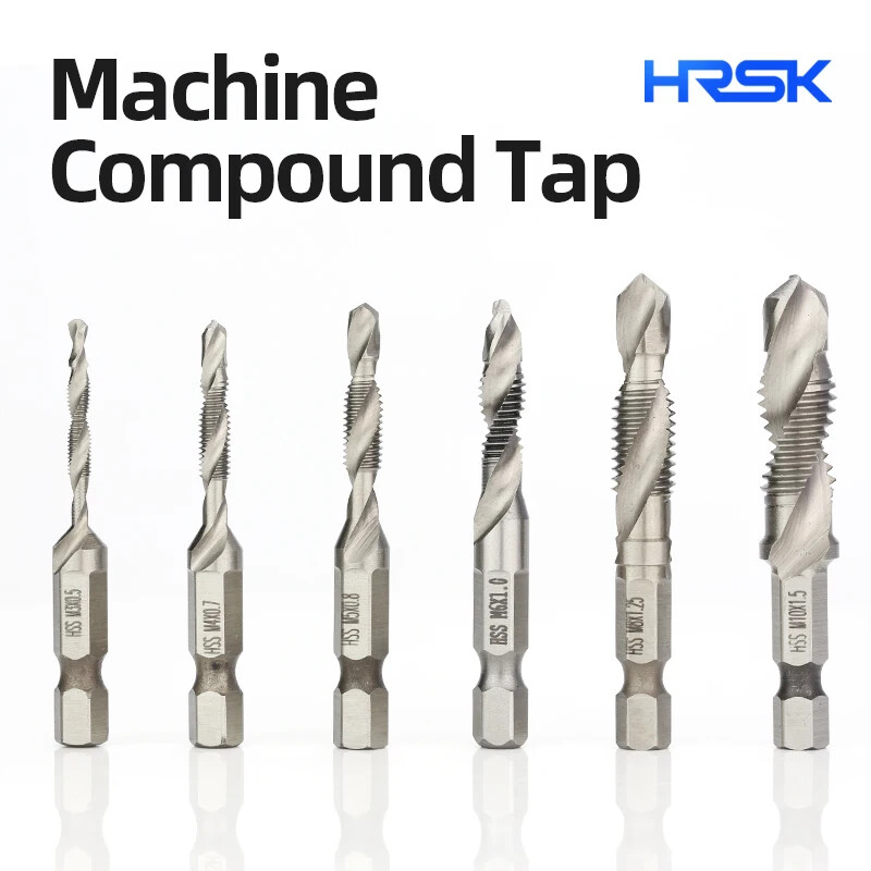 6 bucăți HSS placare cu titan pentru robinet de foraj combinat pentru găurirea și instalarea găurilor pentru șuruburi în metal și lemn