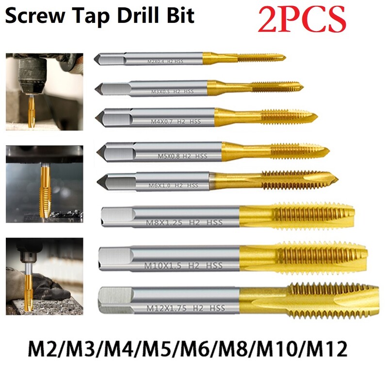 M2x0 4/M3x0 5/M4x0 7/M5x0 8/M6x1 0/M8x1 25/M10x1 5/M12x1 75 csavarmenetes menetfúró fúrófej metrikus egyenes fuvolához
