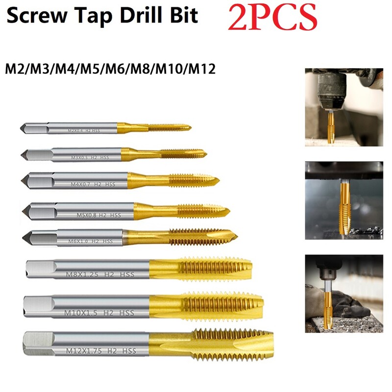 M2x0 4/M3x0 5/M4x0 7/M5x0 8/M6x1 0/M8x1 25/M10x1 5/M12x1 75 csavarmenetes menetfúró fúrófej metrikus egyenes fuvolához