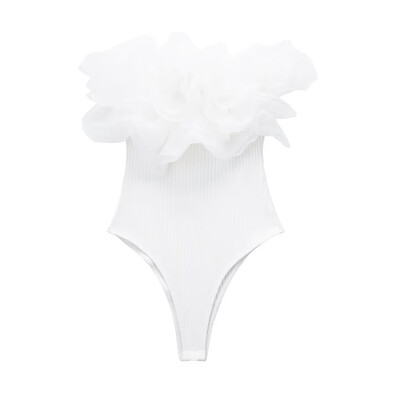 UETEEY sieviešu modes ar organzas volāniem, ribām, trikotāžas bodīšiem, vintage taisnu kakla izgriezumu, pleciem, sieviešu rotaļu tērpi Mujer