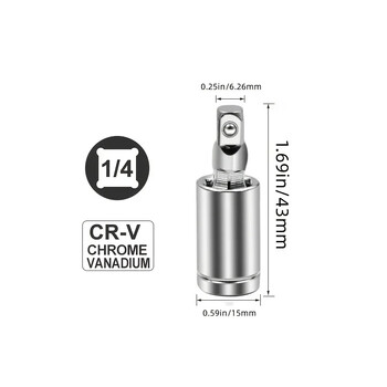 Universal Joint Swivel Socket Adapter Square U-Joint Drive Converter 1/4 3/8 1/2 Head Chrome Vanadium Steel Auto Repair Auto Tool