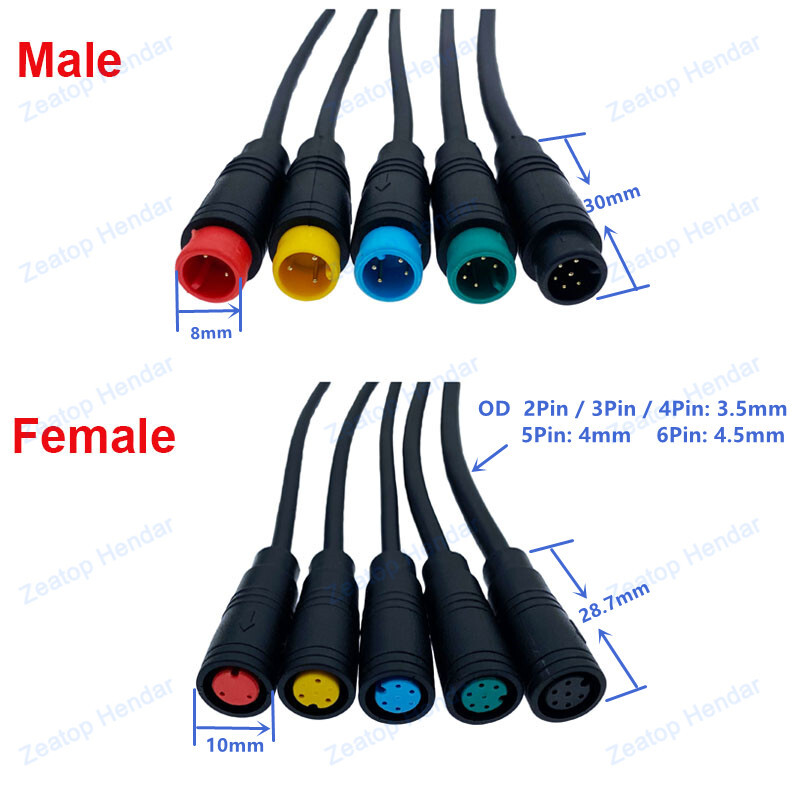 1 τεμ M8 2 3 4 5 6 ακίδων Ηλεκτρικό ποδήλατο πισινό βύσμα άρθρωσης αδιάβροχο για καλώδιο οθόνης Ebike Γυναικείο αρσενικό Προαιρετικός σύνδεσμος 20CM