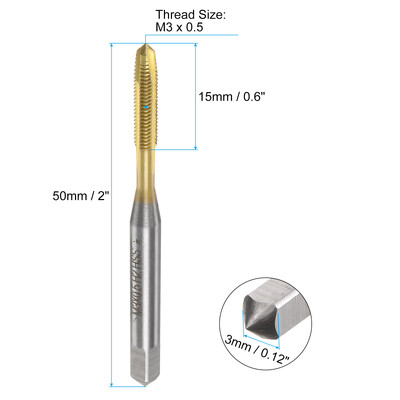 4 buc robinet cu vârf spiralat M3 x 0,5 M4 x 0,7 M5 x 0,8 M6 x 1 filet metric oțel de mare viteză acoperit cu titan robinet filet dreapta