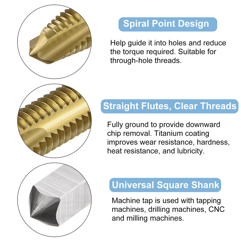 4 buc robinet cu vârf spiralat M3 x 0,5 M4 x 0,7 M5 x 0,8 M6 x 1 filet metric oțel de mare viteză acoperit cu titan robinet filet dreapta