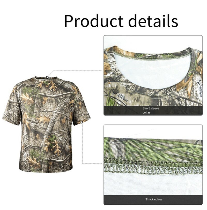 Medžioklės marškinėliai Vyriški 3D Bionic Camo Tree Kvėpuojantys drabužiai Tactical Dažasvydžio pagrindo sluoksnis Medžioklės reikmenys