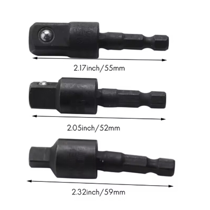 3 τεμ. Προσαρμογείς ταλαντευόμενου 360 μοιρών Περιστρεφόμενη υποδοχή 1/4 3/8 1/2 ιντσών Εξαγωνική τετράγωνη πρίζα Οδηγοί χειρός