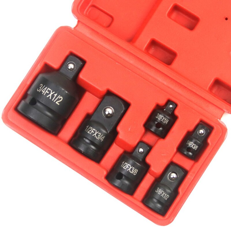 6 gab. ligzdas pārveidotāja adaptera komplekts rokas instrumentiem, reduktora adapteris 1/4 1/2 3/8 3/4 automašīnu velosipēdu darbnīcas remonta instrumentam ar kastīti