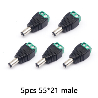 5 ks DC 5521 bez zvárania, konektor 5V 12V 24V 48V, kábel samec-samica, DC port, kolíky, lis pre ovládač LED pásikov, CCTV