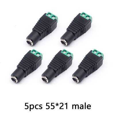 5 ks DC 5521 bez zvárania, konektor 5V 12V 24V 48V, kábel samec-samica, DC port, kolíky, lis pre ovládač LED pásikov, CCTV