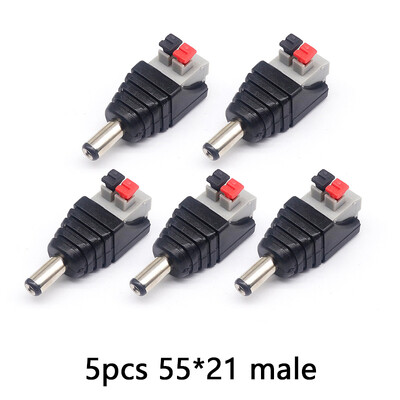 5 ks DC 5521 bez zvárania, konektor 5V 12V 24V 48V, kábel samec-samica, DC port, kolíky, lis pre ovládač LED pásikov, CCTV