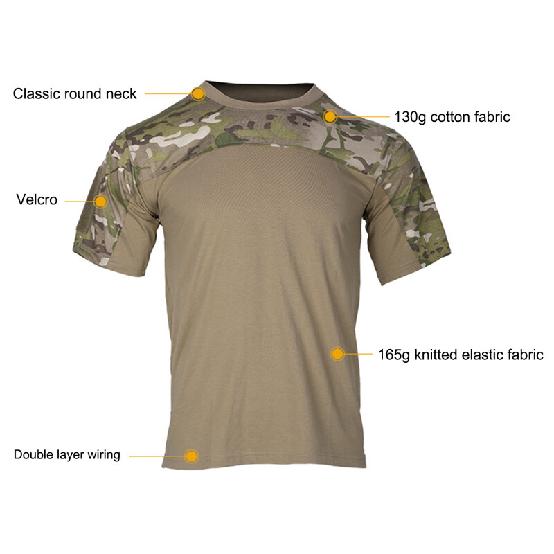 Cămăși de camuflaj pentru bărbați Tricou Cămașă tactică de luptă Îmbrăcăminte de vânătoare Topuri Îmbrăcăminte de antrenament Tricou Camo respirabil în aer liber