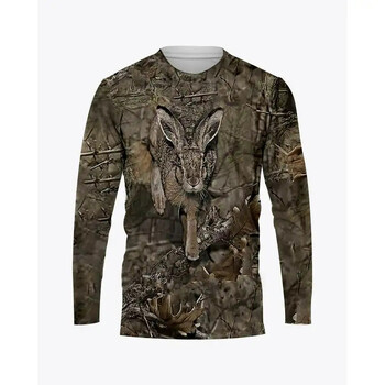 Μπλουζάκια Camouflage Wild Hunting Animal Graphic 3D printed ανδρικά και γυναικεία ρούχα T-shirt ρούχα με λαιμόκοψη O με μακριά μανίκια