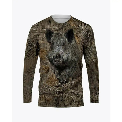 Μπλουζάκια Camouflage Wild Hunting Animal Graphic 3D printed ανδρικά και γυναικεία ρούχα T-shirt ρούχα με λαιμόκοψη O με μακριά μανίκια