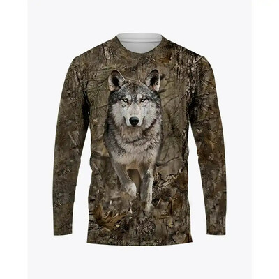 Μπλουζάκια Camouflage Wild Hunting Animal Graphic 3D printed ανδρικά και γυναικεία ρούχα T-shirt ρούχα με λαιμόκοψη O με μακριά μανίκια