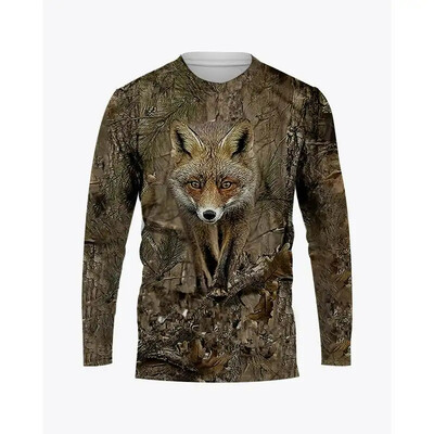 Μπλουζάκια Camouflage Wild Hunting Animal Graphic 3D printed ανδρικά και γυναικεία ρούχα T-shirt ρούχα με λαιμόκοψη O με μακριά μανίκια