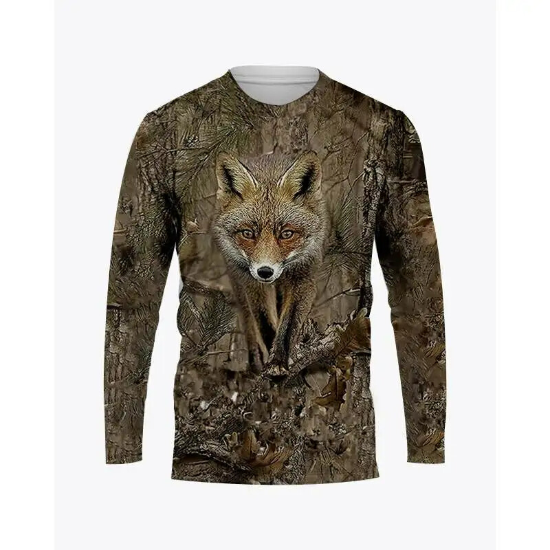 Μπλουζάκια Camouflage Wild Hunting Animal Graphic 3D printed ανδρικά και γυναικεία ρούχα T-shirt ρούχα με λαιμόκοψη O με μακριά μανίκια