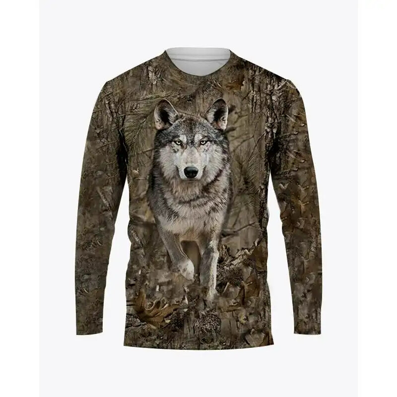 Μπλουζάκια Camouflage Wild Hunting Animal Graphic 3D printed ανδρικά και γυναικεία ρούχα T-shirt ρούχα με λαιμόκοψη O με μακριά μανίκια