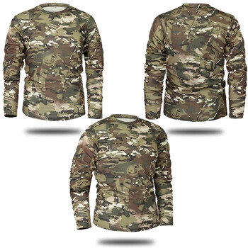 Ανδρικό μπλουζάκι Tactical Camouflage με μακρυμάνικο μπλουζάκι για υπαίθριες δραστηριότητες Quick Dry Hiking Military Tactical T-shirts για άνοιξη & φθινόπωρο για κάμπινγκ