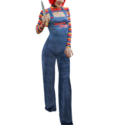 Gaono Costume de Halloween pentru femei Scary Nightmare Killer Doll Wanna Play Personaj de film Chucky Doll Costum Body