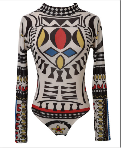Body de epocă pentru femei, etnic, sexy, cămașă cu mânecă lungă, salopetă, body stretch, body cu imprimeu subțire, body de vară, topuri