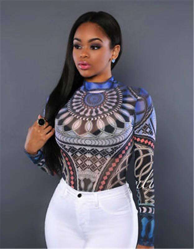Body de epocă pentru femei, etnic, sexy, cămașă cu mânecă lungă, salopetă, body stretch, body cu imprimeu subțire, body de vară, topuri