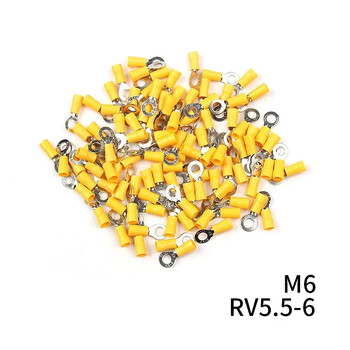 100/50/10Pcs Yellow RV5.5 M4-M8 Ring Crimp Terminal Insolated Electrical Cable Wire Connector 12-10AWG