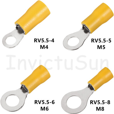 100/50/10Pcs Yellow RV5.5 M4-M8 Ring Crimp Terminal Insolated Electrical Cable Wire Connector 12-10AWG