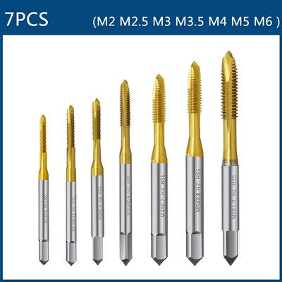 Burghiu cu șurub cu acoperire din titan HSS M2 M2.5 M3 M3.5 M4 M5 M6 M8 M10 M12 Unelte de mână pentru robinet metric drept