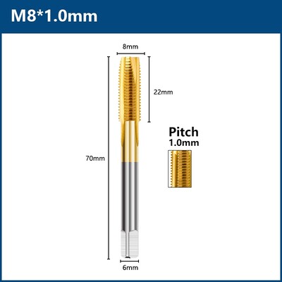 Burghiu cu șurub cu acoperire din titan HSS M2 M2.5 M3 M3.5 M4 M5 M6 M8 M10 M12 Unelte de mână pentru robinet metric drept