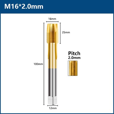 Burghiu cu șurub cu acoperire din titan HSS M2 M2.5 M3 M3.5 M4 M5 M6 M8 M10 M12 Unelte de mână pentru robinet metric drept