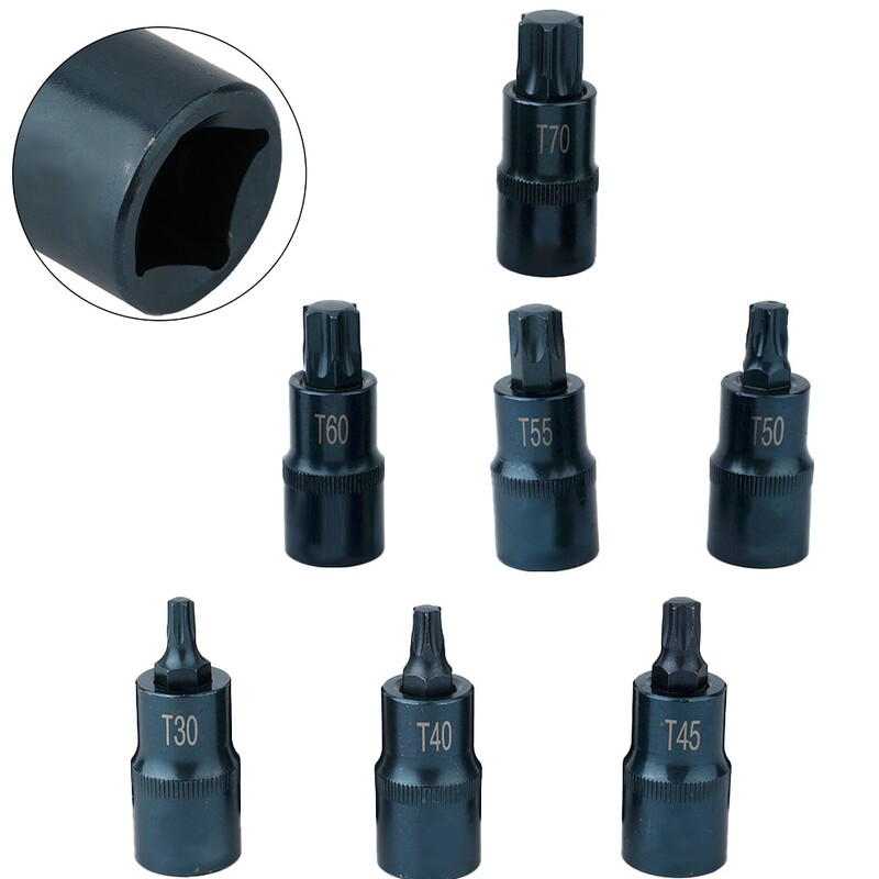 Bit de șurubelniță Torx Adaptor de biți de priză de 1/2 inch T30/T40/T45/T50 T55 T60 T70 Adaptor de priză Torx pentru chei cu clichet unealtă de mână