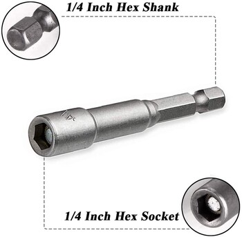 6mm-19mm ударна гнездо Магнитна гайка Отвертка 1/4 комплект шестостенни ключове Адаптер за свредла за електрически бормашини Ударни винтоверти Комплект гнезда