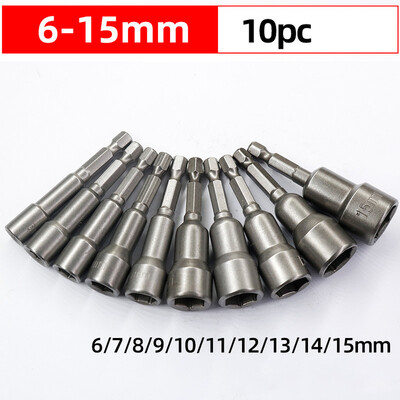 6mm-19mm Priză de impact Șurubelniță cu piuliță magnetică Set chei hexagonale 1/4 Adaptor burghie pentru burghie electrice Șurubelnițe cu impact Kit priză