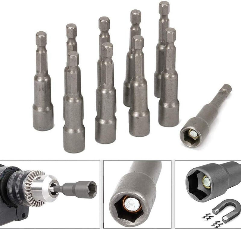 6mm-19mm Priză de impact Șurubelniță cu piuliță magnetică Set chei hexagonale 1/4 Adaptor burghie pentru burghie electrice Șurubelnițe cu impact Kit priză